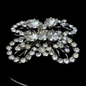 Dramatic Mid Century Modern Rhinestone Crystals Butterfly Brooch